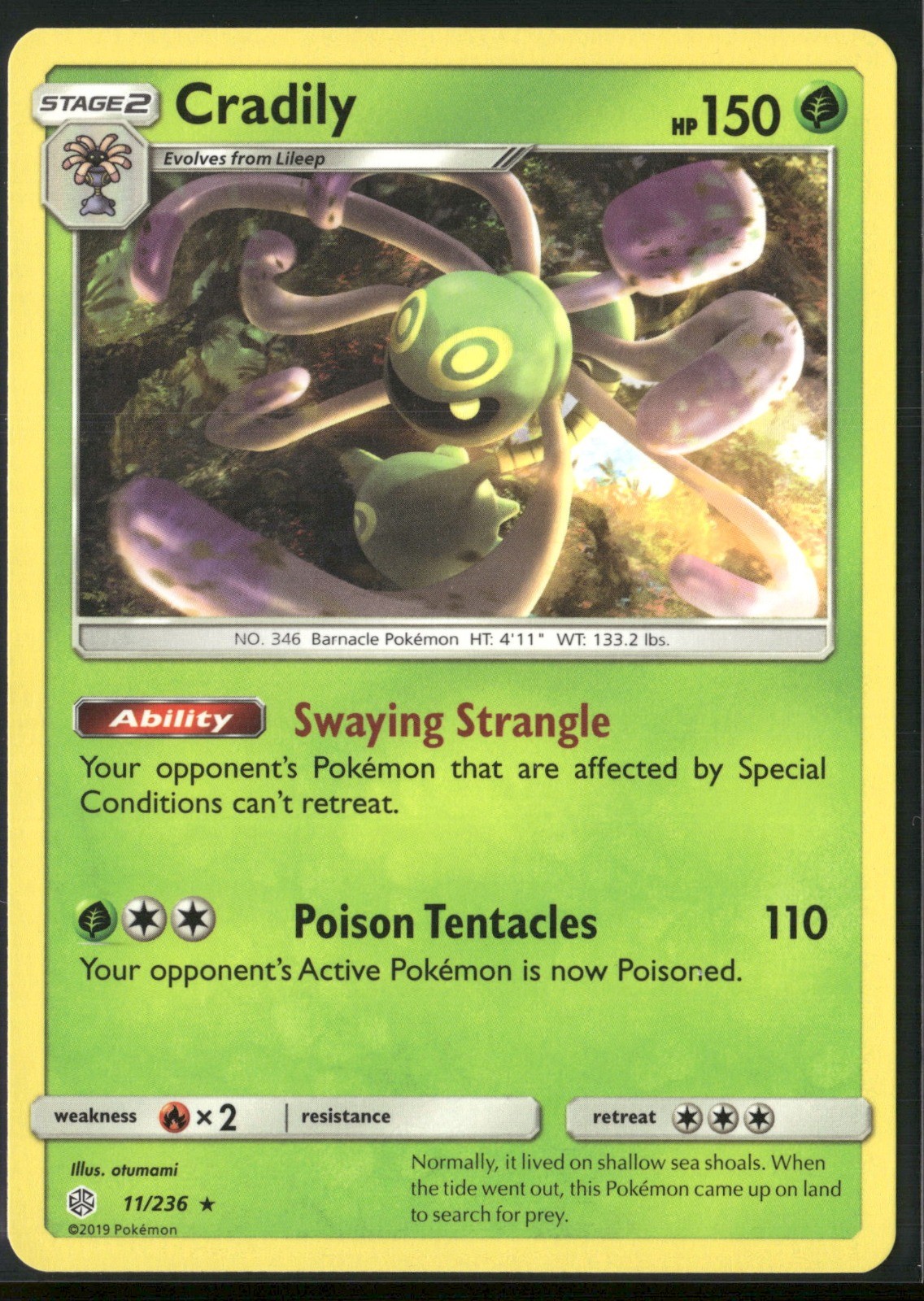 Cradily Rare SM - Cosmic Eclipse 11/236 NM