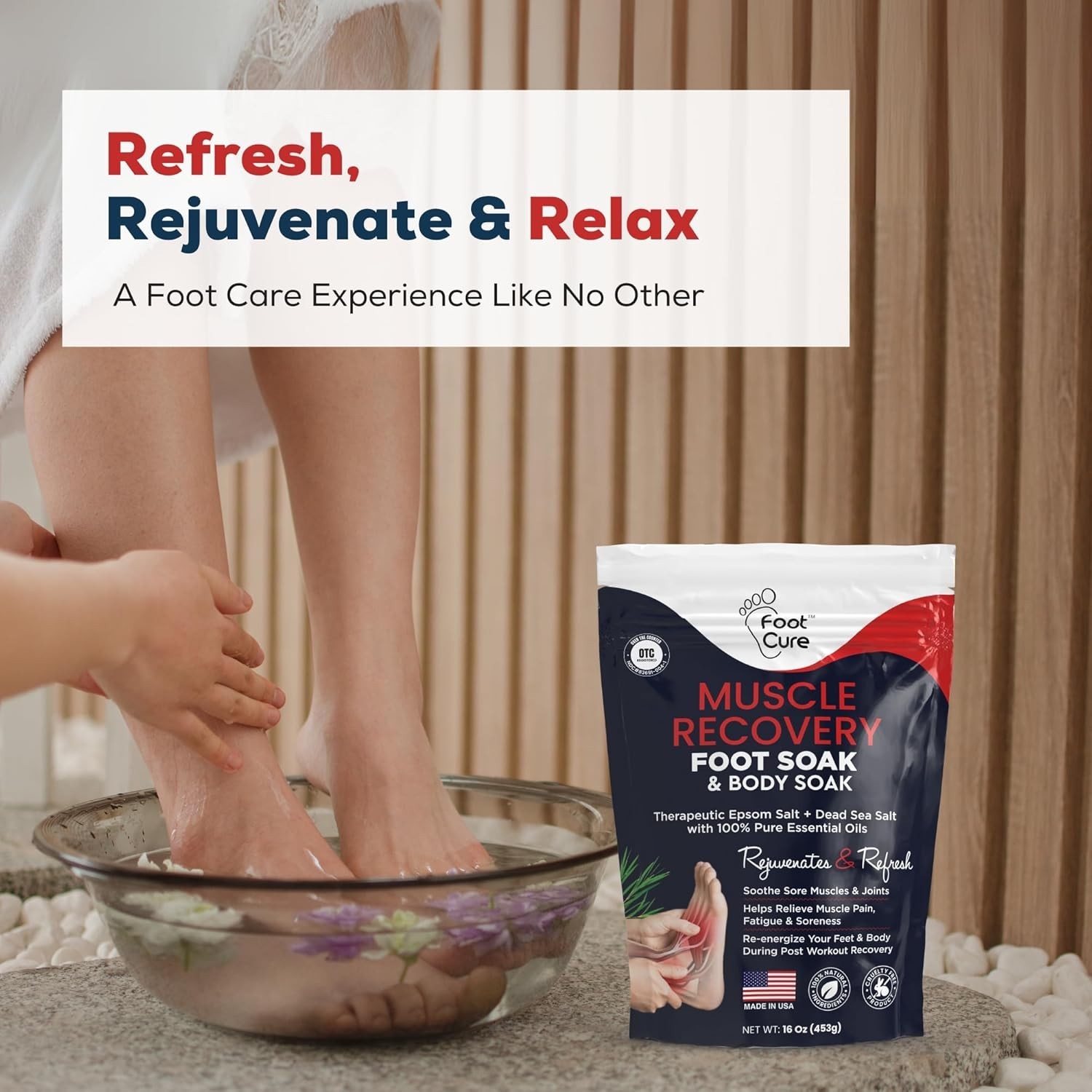 Foot Soak Epsom Salts All-Natural Relaxing Spa Pedicure 16 oz