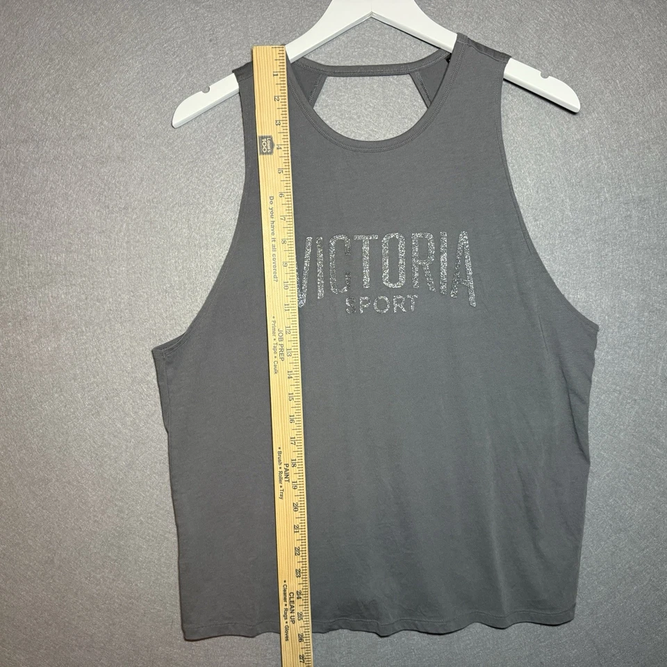 Camiseta sin mangas Victoria's Secret Sport para mujer L gráfica brillante sin mangas gris Foto 4 de 4