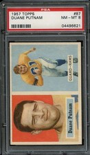 1957 TOPPS #87 DUANE PUTNAM PSA 8 (RC) LA RAMS *DS14064