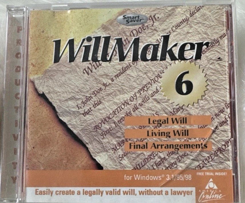 New Nib Vintage Will Maker 6 Free Cd Inside Nolo's Living Trust Maker - Image 3 of 3