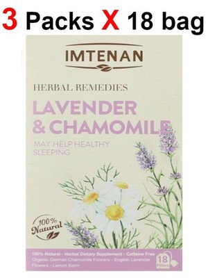 3 Packs Imtenan Lavender & chamomile herbal Tea 3 X 18 bags اللافندر والكاموميل
