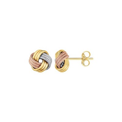 Love Knot Ohrstecker, 14K Tri-Color Gold, 9,65 mm, Push Back Ohrringe