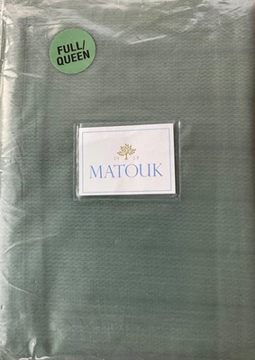 MATOUK~Augusta~COVERLET~Queen/Full~100% Cotton~GREEN~Fabric from Italy~M130~NWT~ - Image 1 of 4