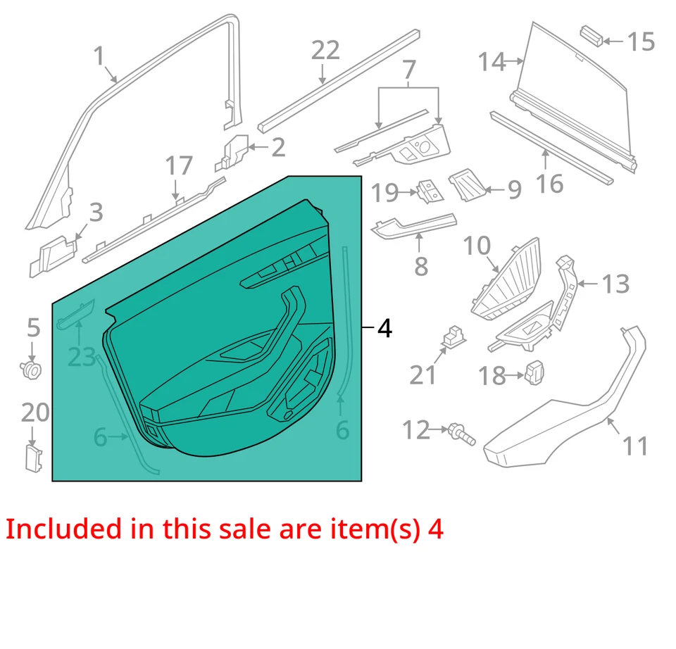 Painel de guarnição de porta traseira LH preto 8W0867303ABWFA compatível com 2017 2018 2019 AUDI A4 - Imagem 4 de 4
