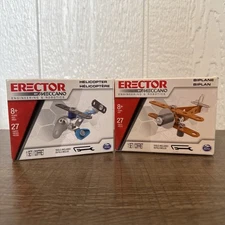 New Erector by Meccano Bolts Construction Kit Mini Bi-Plane & Mini Helicopter