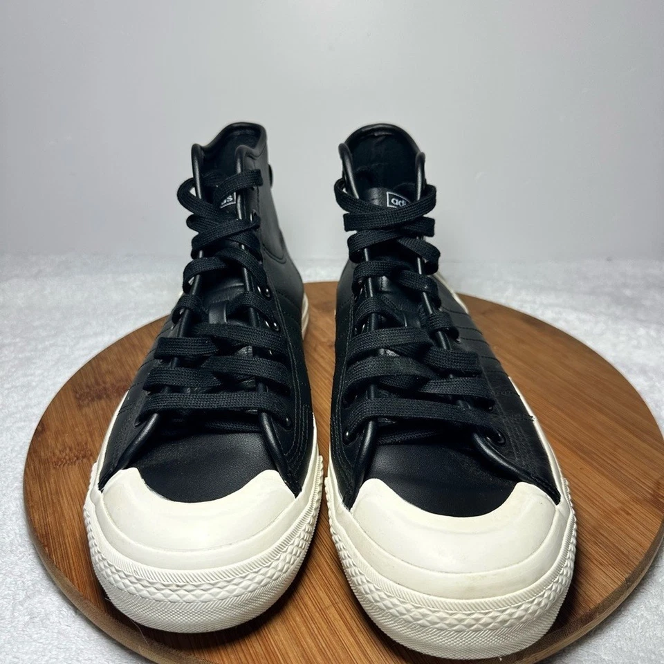 Adidas Originals Nizza Black and White Leather High-Tops Sneakers Men's 8.5 - Image 2 of 4