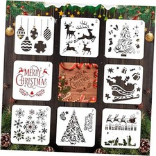 5" Christmas Stencils Template, 8 Pcs Reusable Plastic Drawing Painting