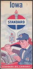 Standard Oil Gasoline Map State of Iowa 1960