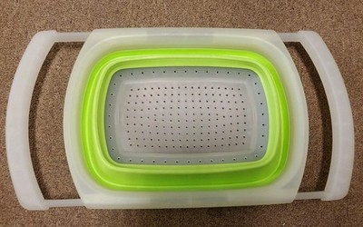 Progressive Prepworks Over the Sink Collapsible Colander, 23'' with handles out