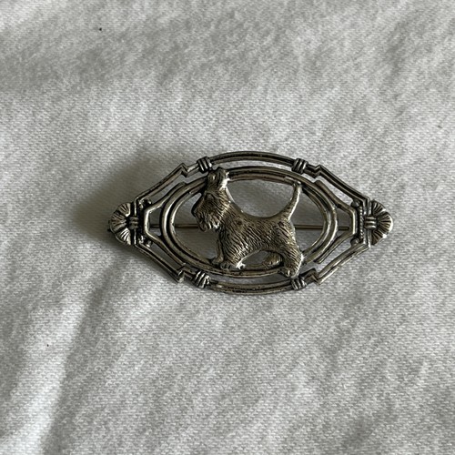 Antike Silber Scotty Dog Brosche Anstecknadel Scottie Dog