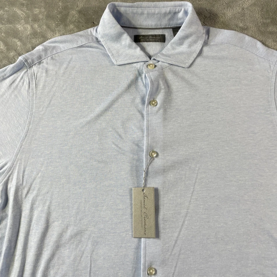Daniel Cremieux Shirt Mens Large Blue Linen Hemp Signature Collection  Casual - Image 4 of 4