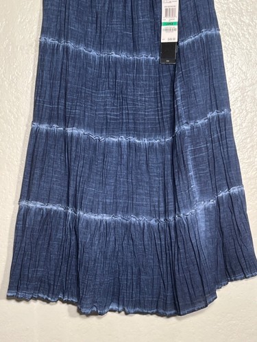 Neu mit Etikett Style & Co Größe Large blau Maxirock abgestuft 100 % Baumwolle elastischer Bund Gaz - Bild 5 von 14