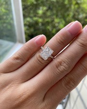 CZ Radiant Cut Solitaire with Accent Art Deco Engagement Ring Gift in 925 Silver