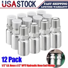 12X Hydraulic Hose Fittings 1/2" I.D. Hose x 1/2" NPTF Male w/ Protection Cover