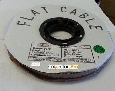 10P 100 Feet Spool IDC Flat Ribbon Cable 2.54mm 0.1 Inch Connectors 10 Wire
