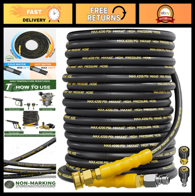 #ad 100FT 4200PSI Pressure Washer Hose Kink Resistant Quick Connect 1 4quot; Adapter $199.99