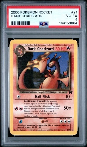 2000 POKEMON ROCKET #21 DARK CHARIZARD PSA 4