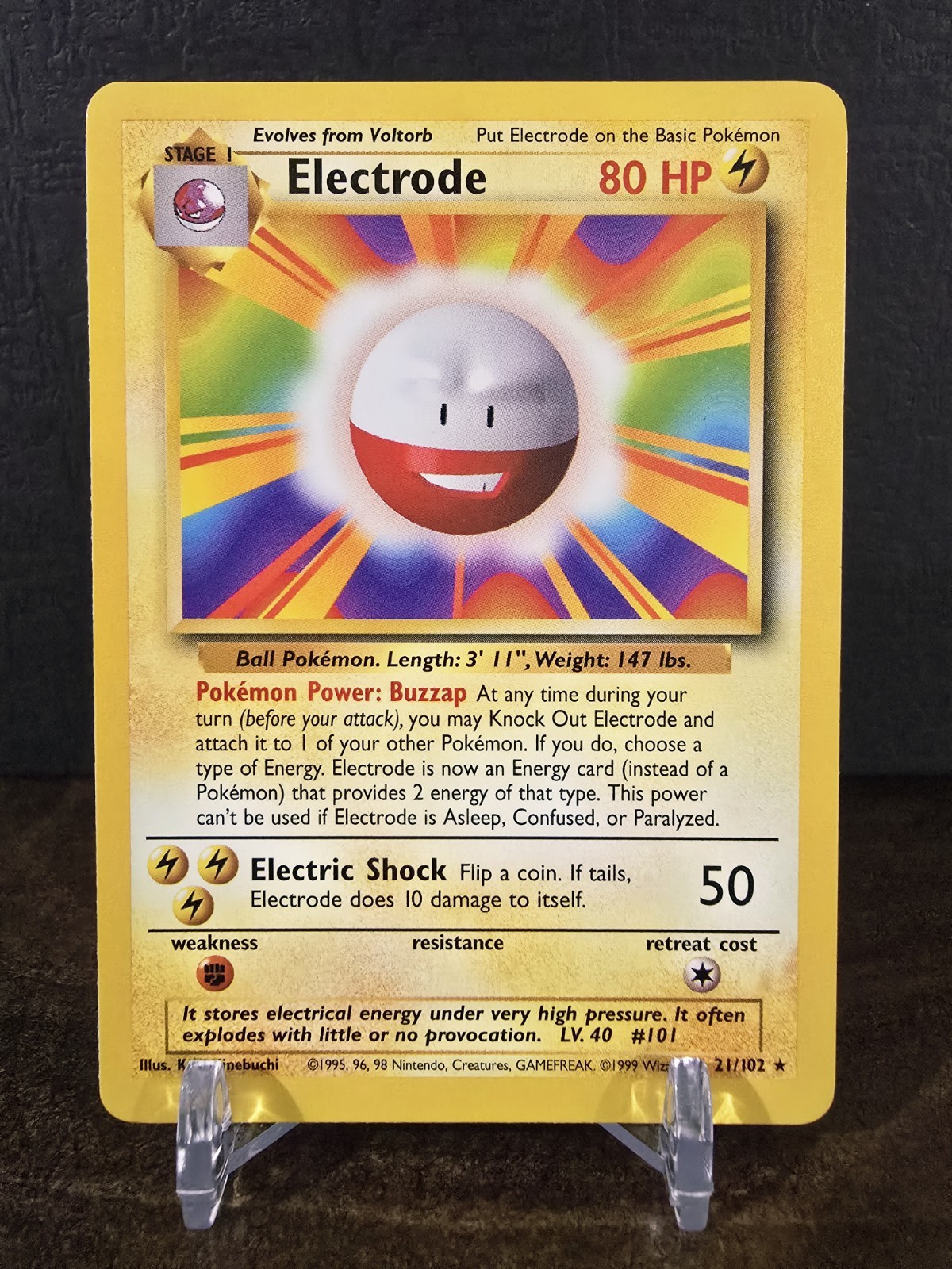 Electrode 21/102 Base Set Regular Rare LP Pokemon Card Vintage WOTC Pokémon
