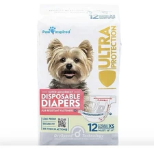 12ct Paw Inspired Dog Diapers Disposable for Female Doggie Puppy in Heat Period