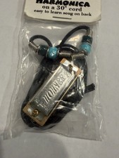 Hohner Mini Harmonica Necklace Dark Blue Light Blue Beads on 30 Cord