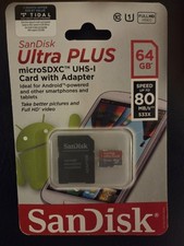 SanDisk Ultra PLUS 64GB microSDXC UHS-I Card with Adapter
