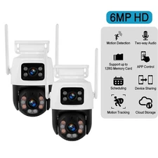 6MP WiFi Security Camera Outdoor Dual Len Auto Tracking Night Vision 2PACK