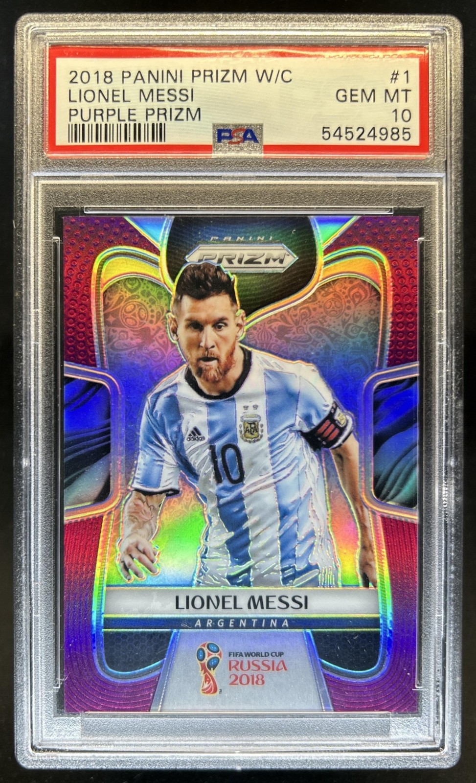 2018 Panini Prizm World Cup Lionel Messi Purple #/99 Argentina PSA 10 GEM MINT