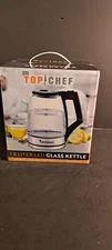 Top Chef Electric Kettle, 1.8L Glass Tea Kettle W Blue LED Light,Auto Shut-Off
