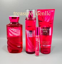 Bath & Body Works PERFECT IN PINK FFM Mist Body Wash Cream Mini Perfume Set of 4
