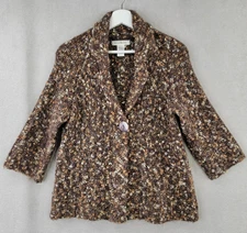 Susan Bristol Sweater Womens Large Brown Chunky Knit Wool Alpaca Cardigan Artsy