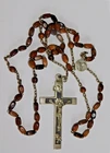 LARGE Cross Crucifix CHRIST ROSARY Antique 19th Century Metal Catholic Religious Art