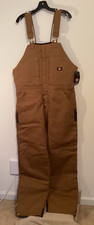 Dickies Mens Brown Duck Insulated Bib Overalls Workwear TB839 Quilt Lined Sz LR