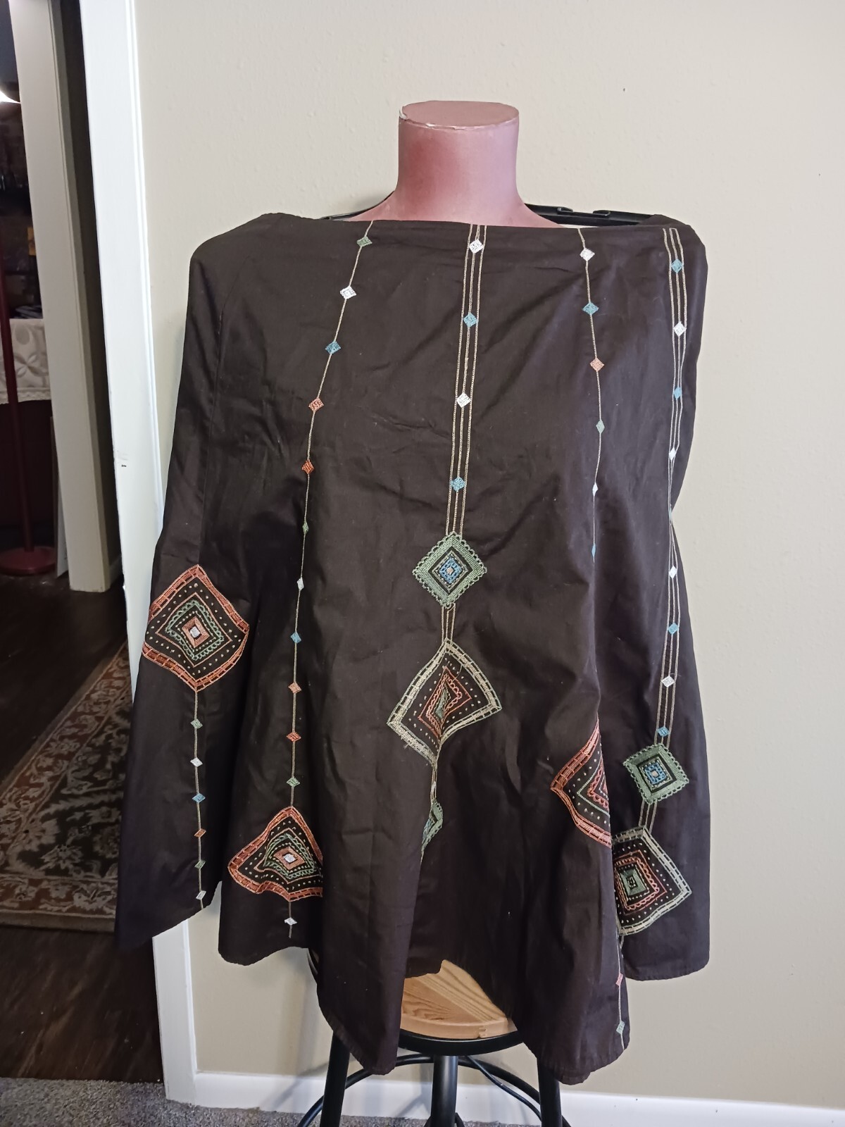 SKIRT SUNNY LEIGH Embroidered Print SIZE 12 Double fabric COTTON NICE Freeship-image