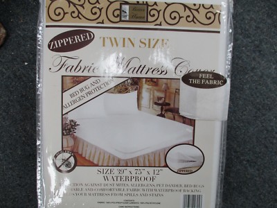 Better Home Zippered FABRIC  Mattress Cover Waterproof/ Bug TWIN SIZE free ship