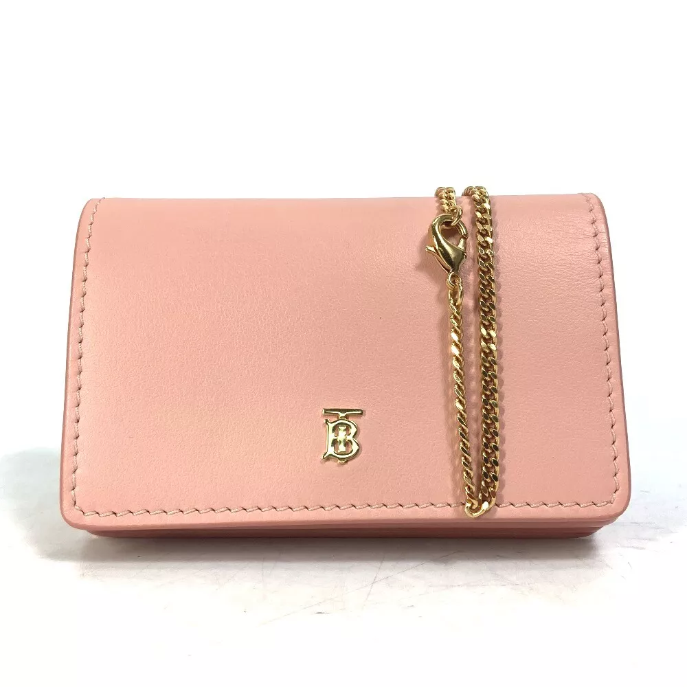 BURBERRY TB Chain mini wallet Shoulder Bag Crossbody Leather pink