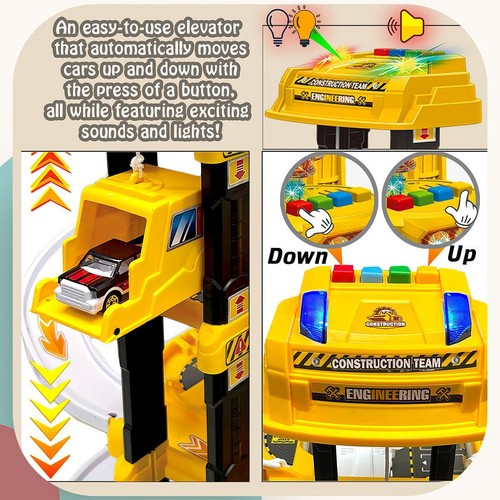 Kid 4 Storey Car Parking Garage with Spiral Ramp Construction Tool & Playmat Toy - Picture 7 of 11