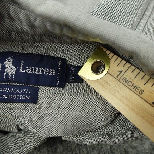 Ralph Lauren Shirt Mens 16-34 Gray Yarmouth Oxford Casual Preppy Long Sleeve - Picture 4 of 14