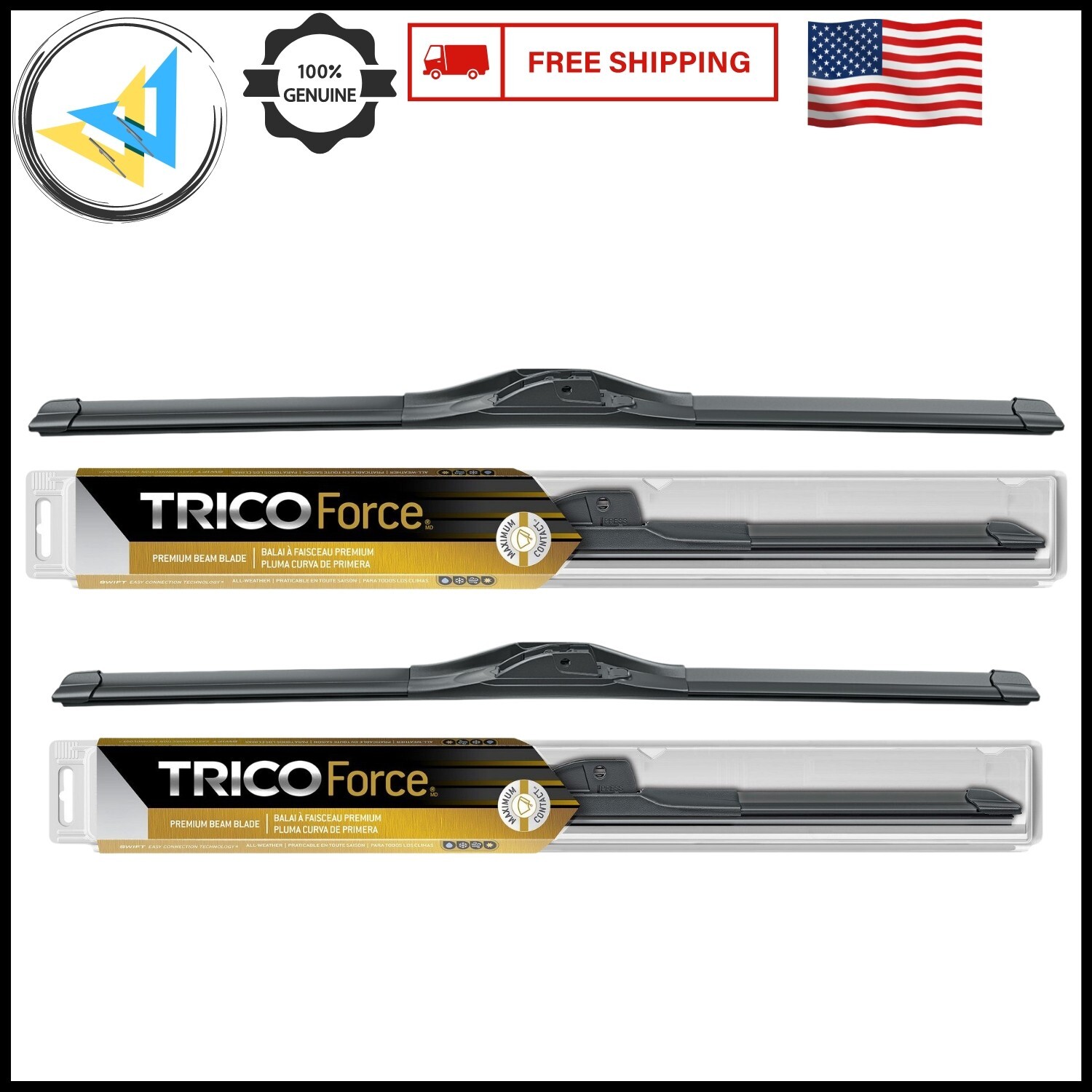 Trico Force All Season Beam Wiper Blades Front 24" and 18" 2PCS Set for