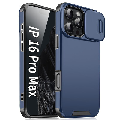 For iPhone 11 12 13 14 15 16 17 Pro Max Air Shockproof Case Slide Camera Cover
