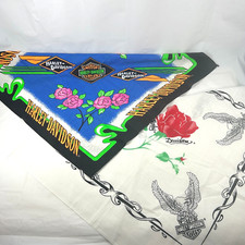 Harley Davidson Bandana Handkerchief Roses Upwing Eagle Shield Vintage 80s 90s