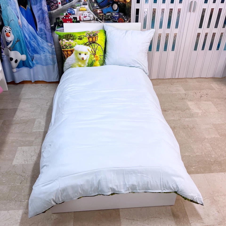 Cane Set 2pezzi Letto Singolo Copripiumino 160x200cm Due Federe Reversibile M.8 - Immagine 2 di 3