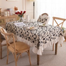 1PC Floral Printed Tablecloth Ruffle Rectangular Table Cover Kitchen Room Decors
