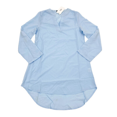 YOINS Womens Size S Long Sleeve V-Neck Shirt Dress Light Blue