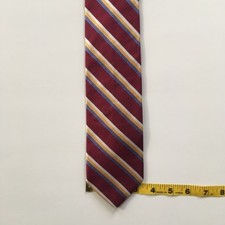 brooks brothers tie red blue gold white stripes 100% silk made in usa tie pa0530