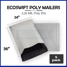 5 24x35 LARGE EcoSwift White Poly Mailers Shipping Envelopes Self Sealing Bags