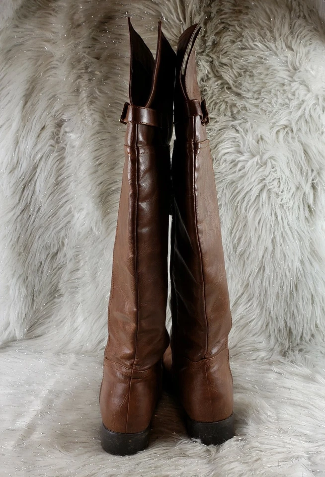 BRECKELLES Marrón Informal Alto Estilo Montar Botas Mujer Talla 8.5 Foto 4 de 4