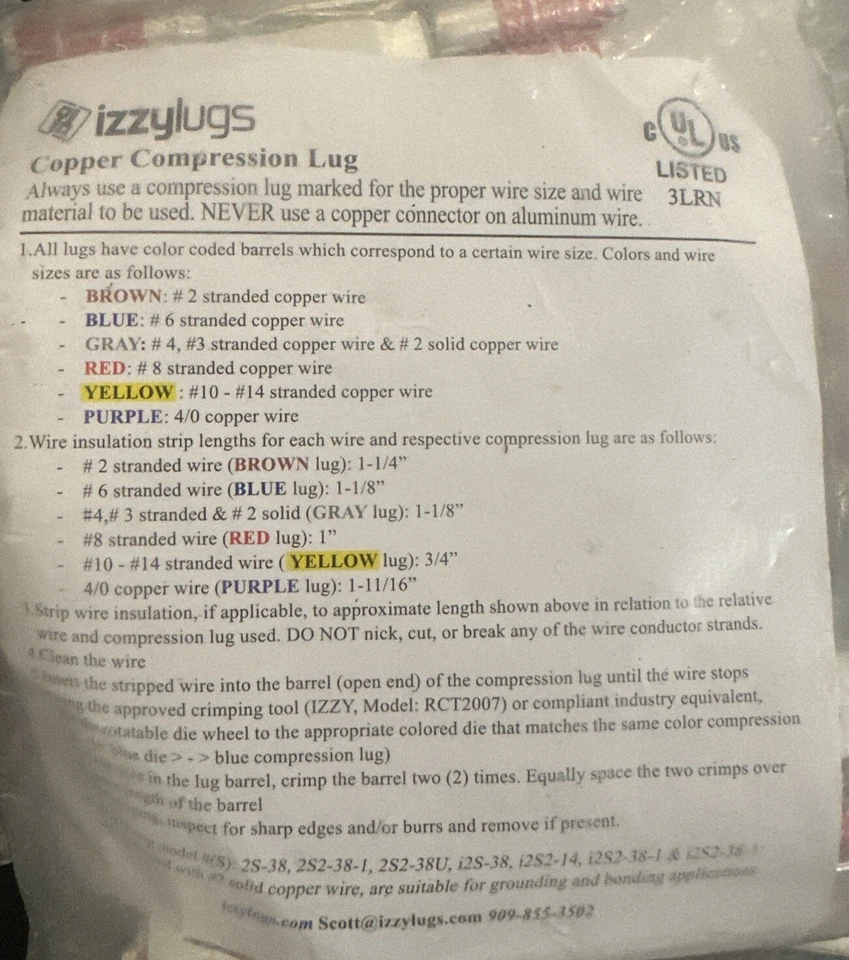 Big LOT Izzy lug i22-14r 2 STR 2 hole 1/4” hole space Copper 3LRN 228pcs - Image 3 of 3