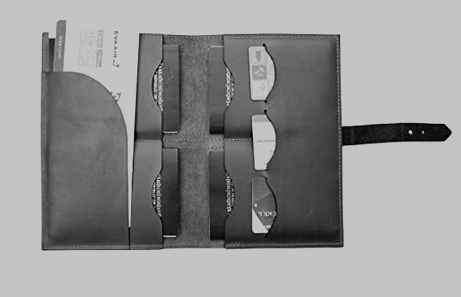 Black Cow Leather Passport Holder Wallet Bifold Card Pouch Purse H308-image