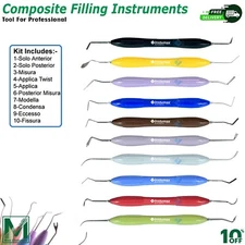Dental Composite Filling Instruments LM Set Silicone Handle Colorful Tools 10Pcs